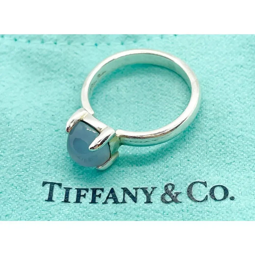 Tiffany & Co. Sterling Silver Chalcedony Sugar Stack Picasso Ring Size 5.75